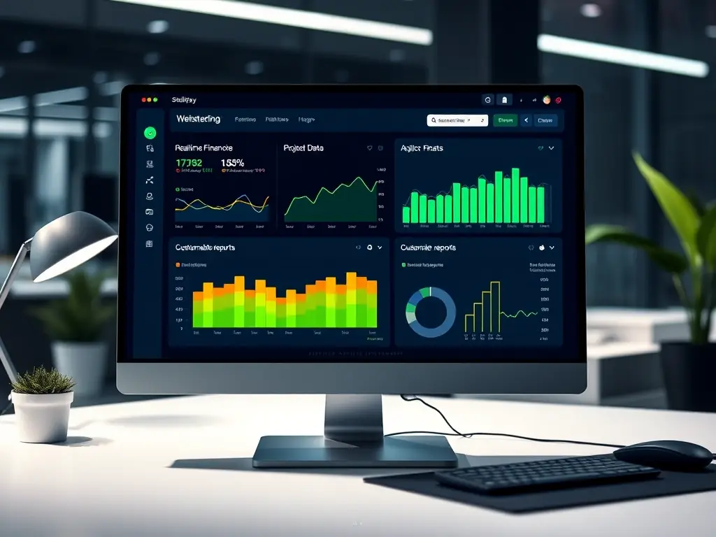 A dynamic dashboard view of StellaPay's analytics and reporting tools, showcasing real-time financial data, customizable reports, and key performance indicators.